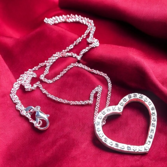 Vintage Cubic zirconia, heart charm, heart pendant Silver 925 - Picture 1 of 16